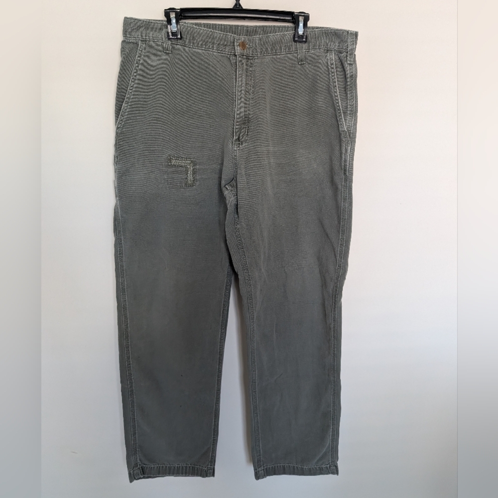 Vintage Carhartt Pants Mens 38x34 Green Carpenter Dungaree Fit Canvas Utility